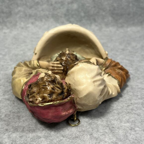 Vtg Holy Family Mary Joseph Jesus Dipinto A Mano Italy Handmade Holy Water Font - Picture 7 of 14